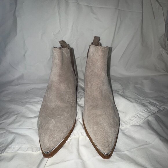 Marc Fisher Taupe Suede Pointed Toe Booties - Picture 2 of 7